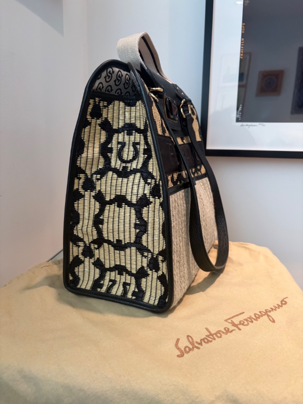 Salvatore Ferragamo Straw Iconic Tote - Picture 3 of 6